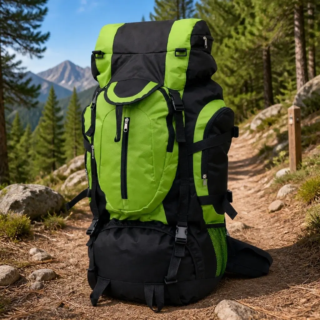Hiking Backpack 75L with Multiple Pockets Green