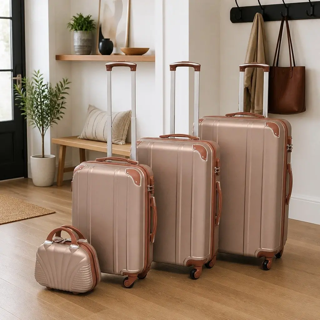 Hardcase Trolley Luggage Set for Travel Pink 4 Piece