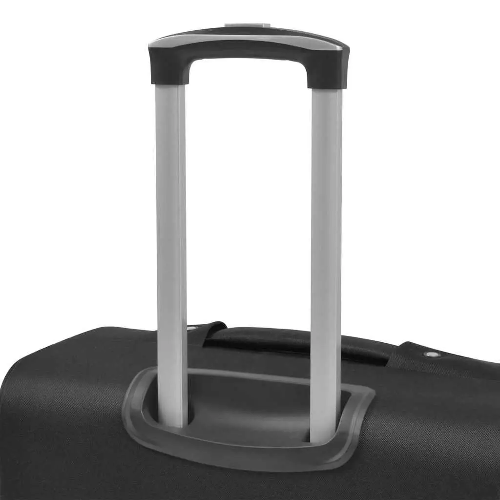 Soft Case Trolley Set for Travel Black 3 Piece