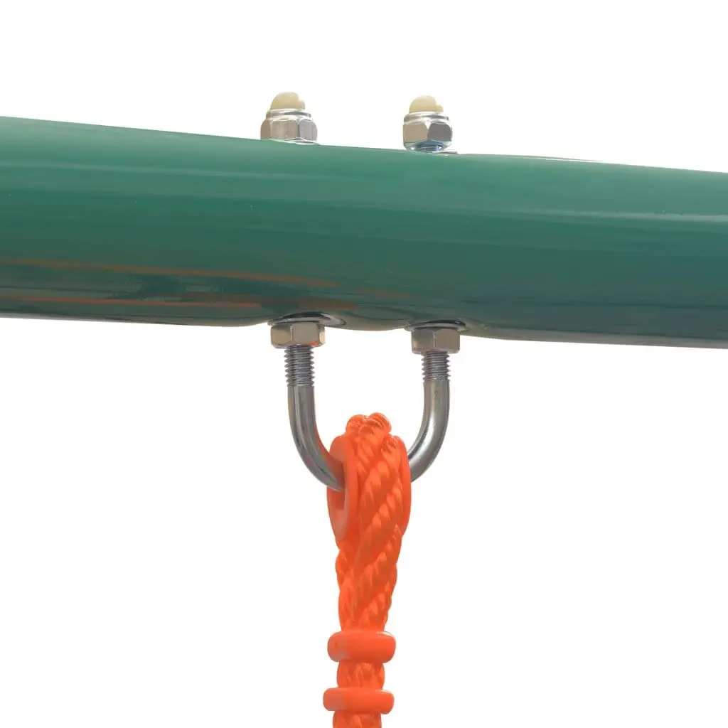 Swing Set with Slide for Outdoor Garden 3 Seats Orange