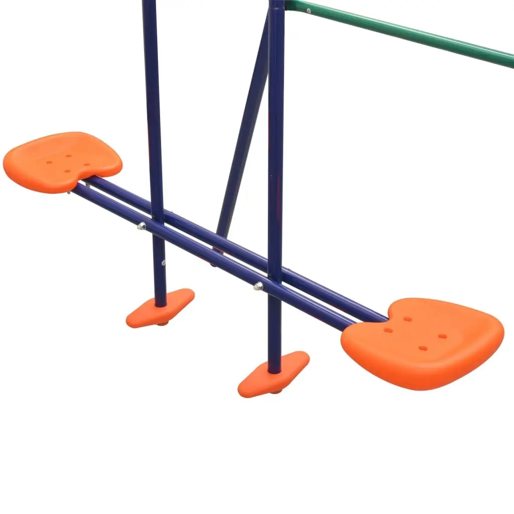 Swing Set with Slide for Outdoor Garden 3 Seats Orange