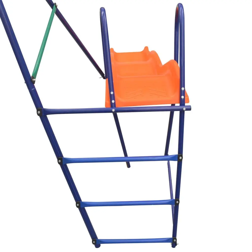 Swing Set with Slide for Outdoor Garden 3 Seats Orange