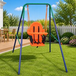 Toddler Swing Set with Safety Harness High Back Seat Outdoor Play Equipment