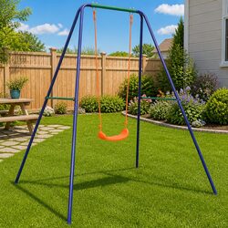 Single Swing Orange Outdoor Play Equipment Kids Garden Backyard A-Frame Sturdy