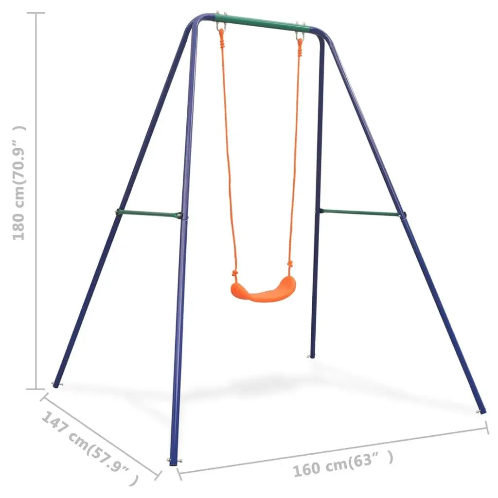 Single Swing Orange Outdoor Play Equipment Kids Garden Backyard A-Frame Sturdy