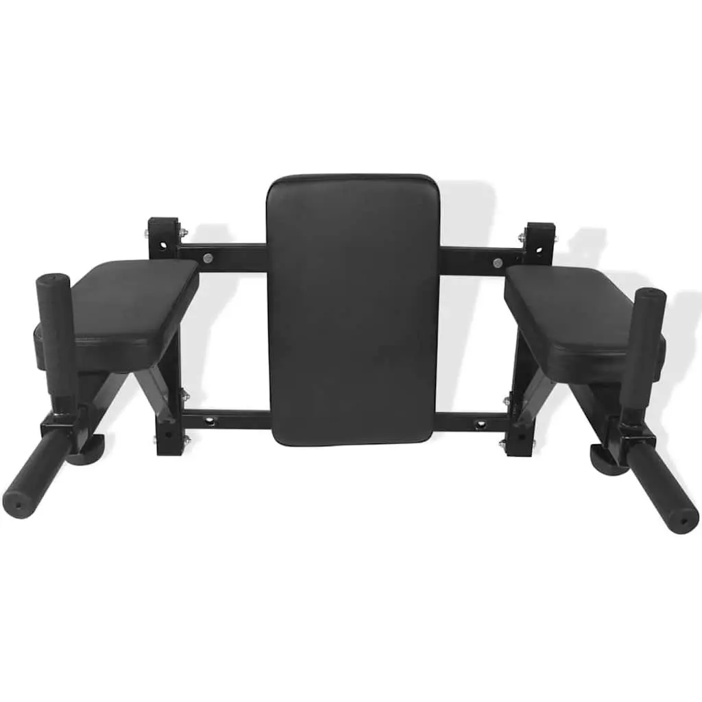 Wall-Mounted Dip Station Power Tower Home Gym Tricep Exercise Equipment Black