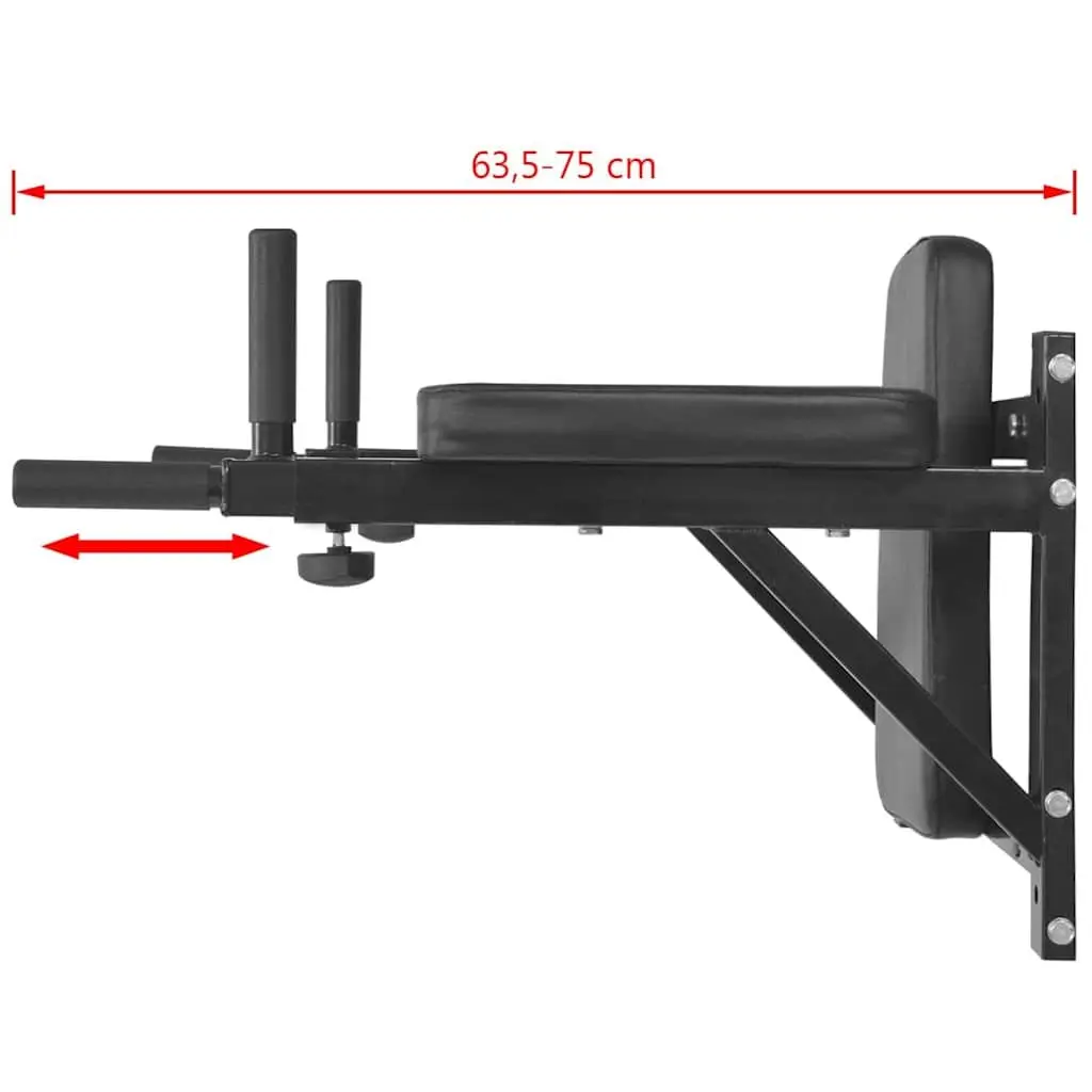 Wall-Mounted Dip Station Power Tower Home Gym Tricep Exercise Equipment Black