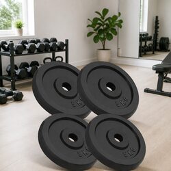 4-Piece Set of 5kg Cast Iron Weight Plates for Barbells