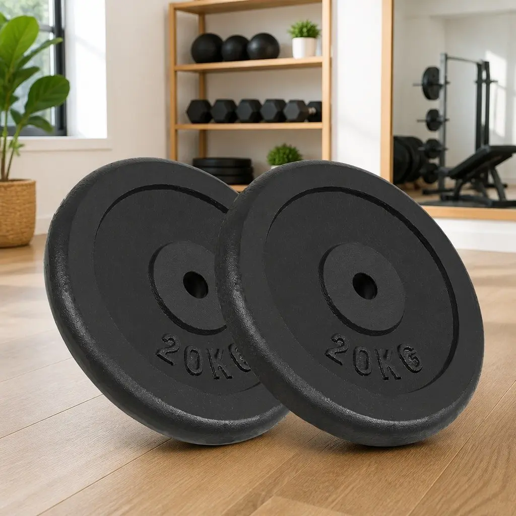 Weight Plates Home Gym Fitness Training 2 Piece 20 kg Cast Iron