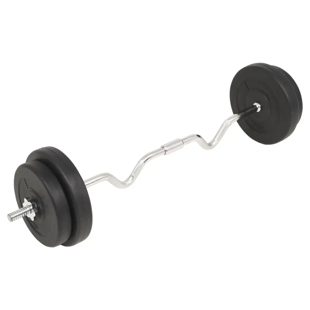 Barbell Set 30kg Black Weightlifting Free Weights Home Gym Training Exercise