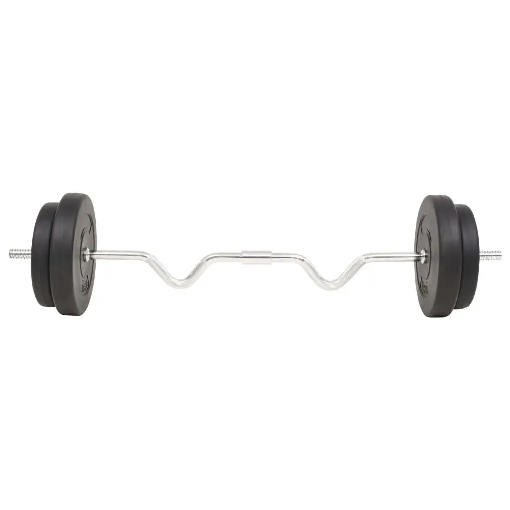 Barbell Set 30kg Black Weightlifting Free Weights Home Gym Training Exercise