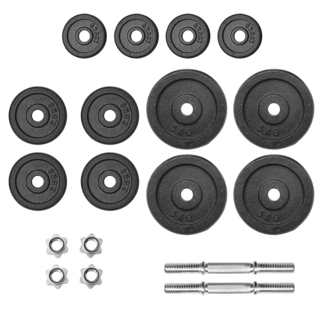 Dumbbell Set 40kg Cast Iron Weight Plates Barbell Home Gym Training Exercise