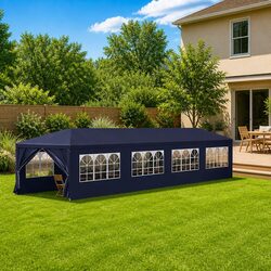 Garden Marquee Specifications: 3x12m with Blue Canopy