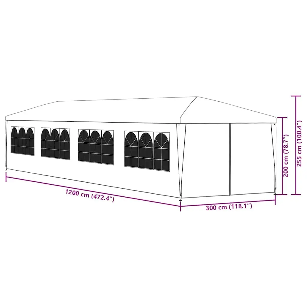 Garden Marquee 3x12m Outdoor Party Tent Canopy Sunshade Removable Panels Blue
