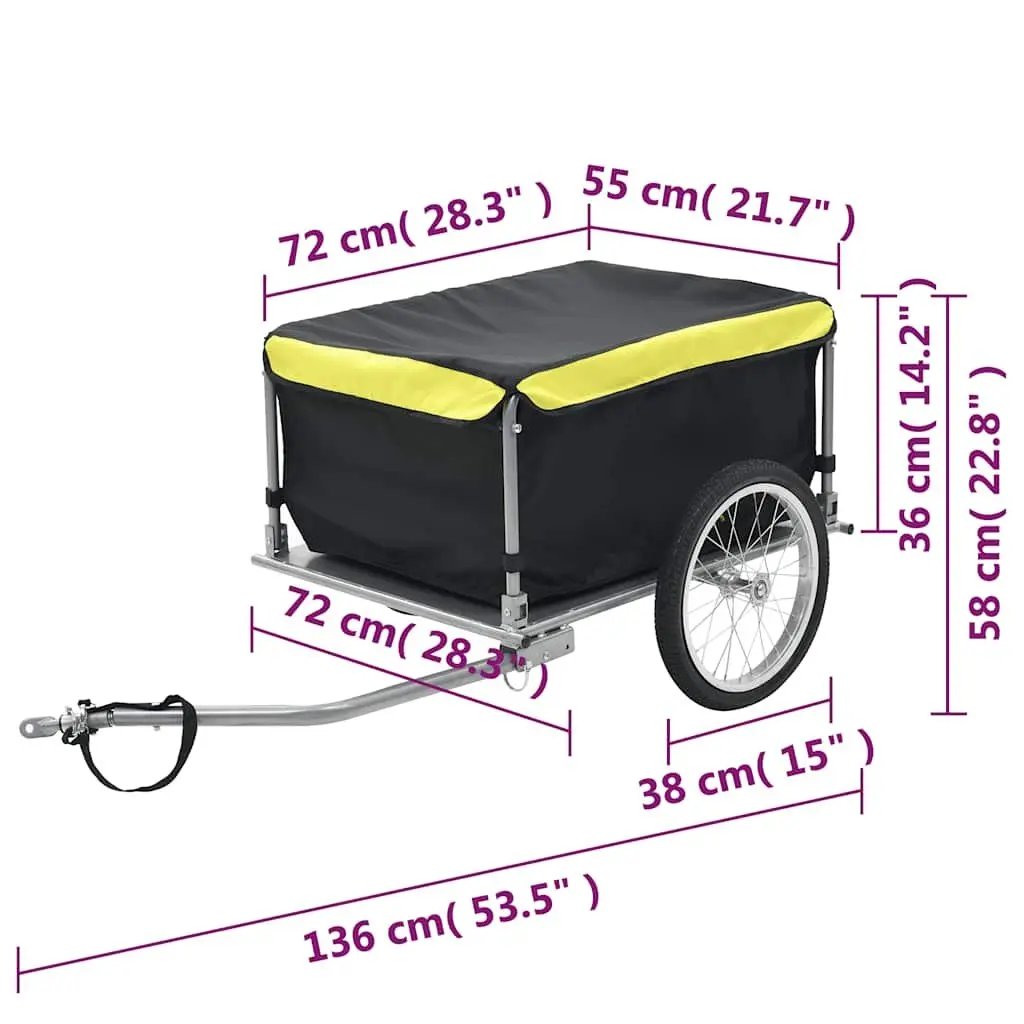 Bike Trailer 65kg Load Capacity Foldable Steel Frame Water Resistant Cargo