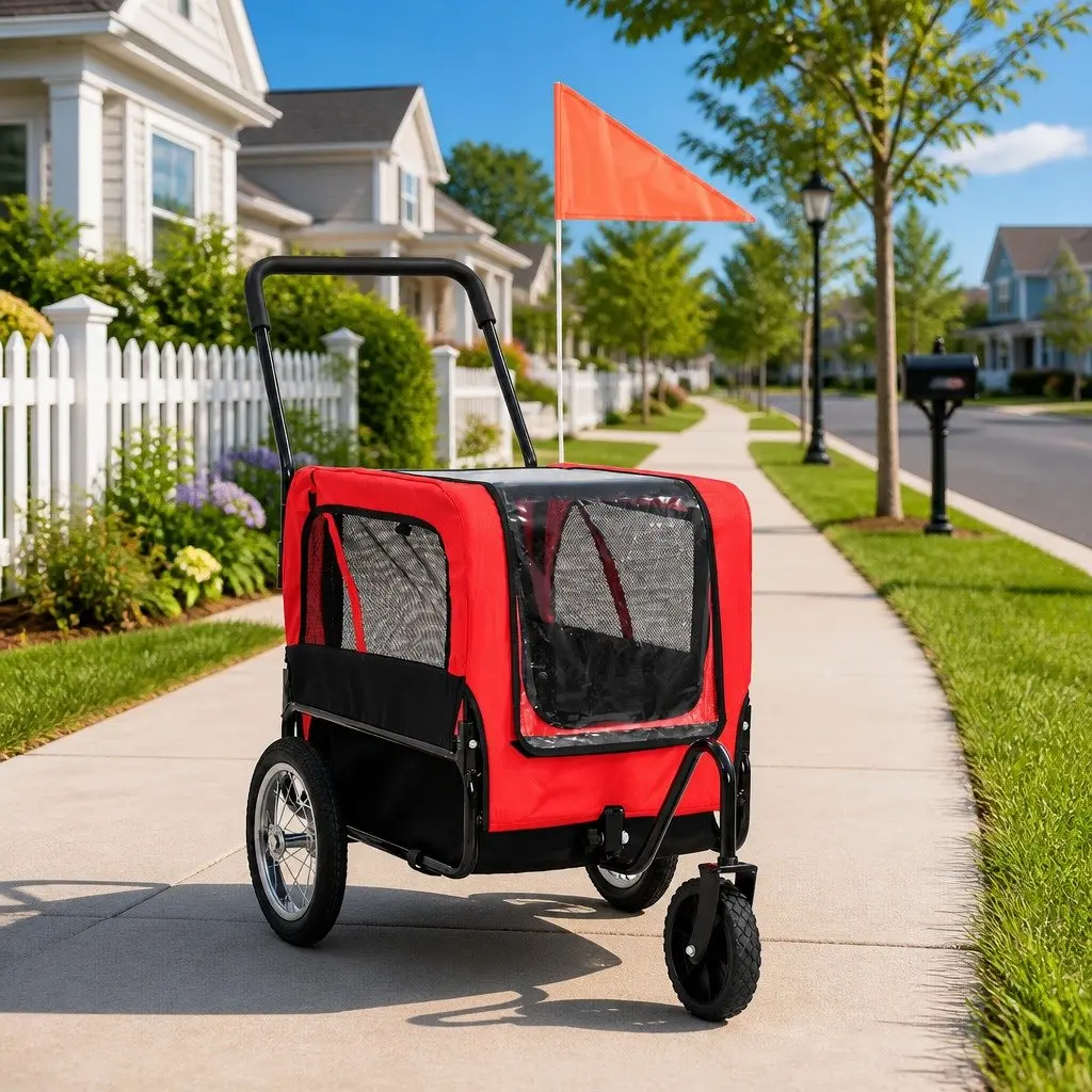 2-in-1 Pet Bike Trailer Jogging Stroller