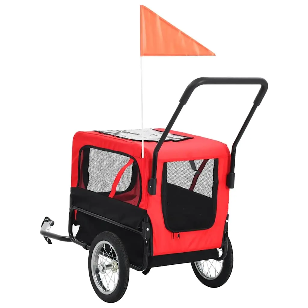 Pet Bike Trailer Jogging Stroller for Dogs Cats Red Black