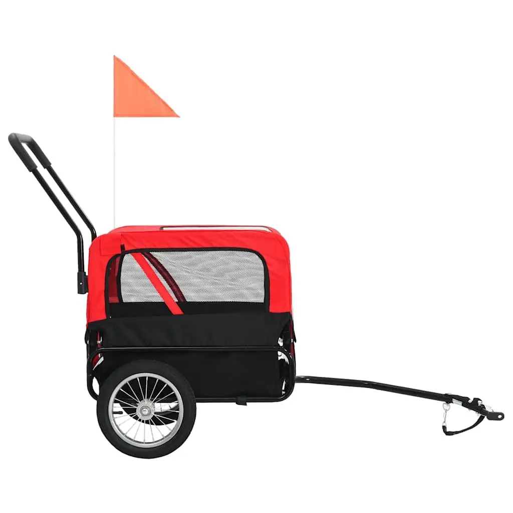Pet Bike Trailer Jogging Stroller for Dogs Cats Red Black