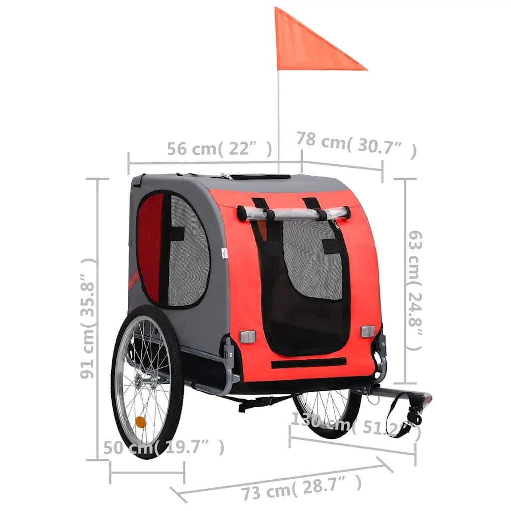 Pet Bike Trailer Dog Bicycle Carrier Tow Behind Foldable Suspension Mesh Windows
