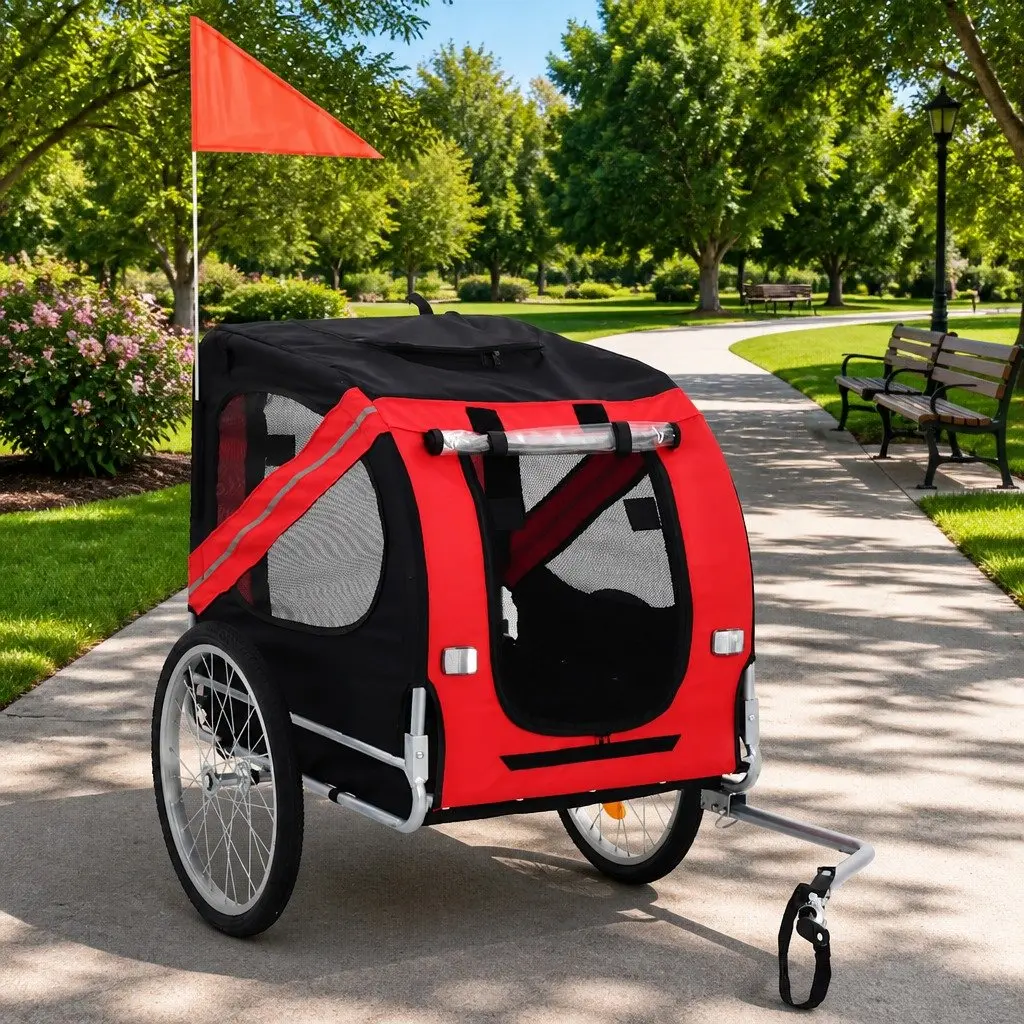 Pet Bike Trailer with Steel Frame and Mesh Windows