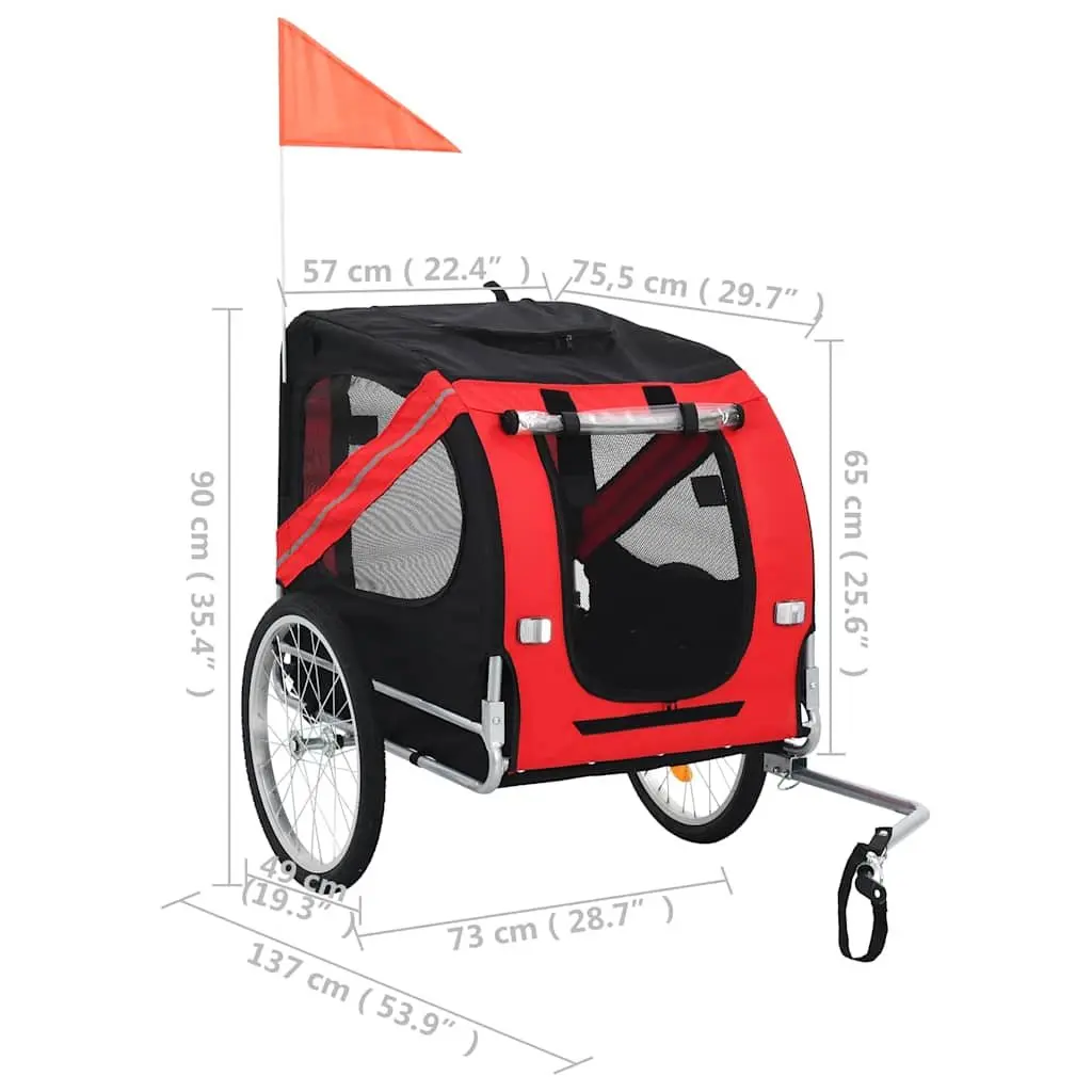 Pet Bike Trailer for Dogs Foldable Dual Entry Mesh Windows