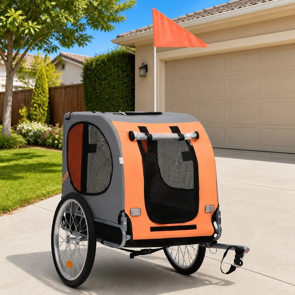 Dog Bike Trailer for Transporting Pets Grey