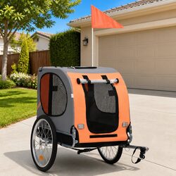 Pet Bike Trailer: Grey, Steel Frame, Oxford Fabric