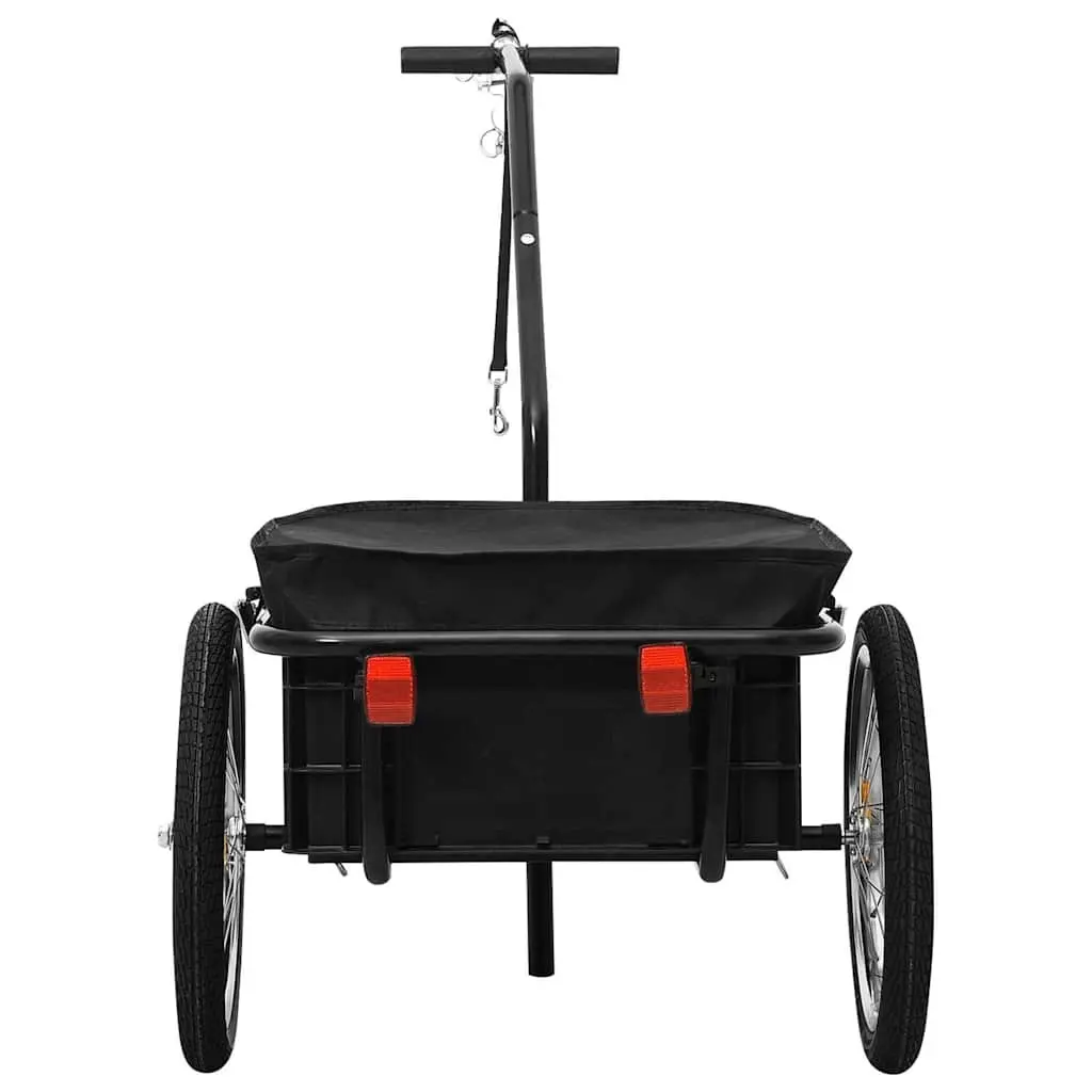 Steel Frame Bike Trailer Hand Wagon 155x60x83cm Black Cargo Transport Crate