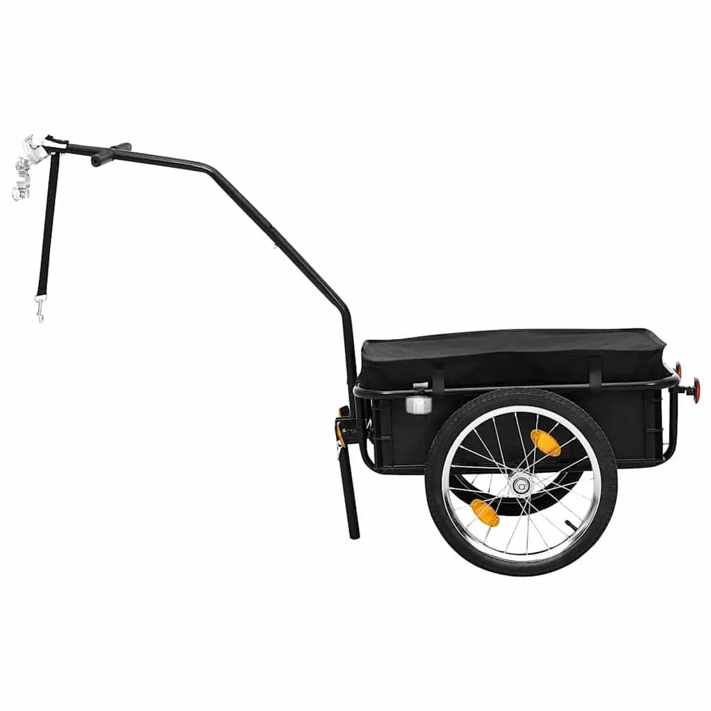 Steel Frame Bike Trailer Hand Wagon 155x60x83cm Black Cargo Transport Crate