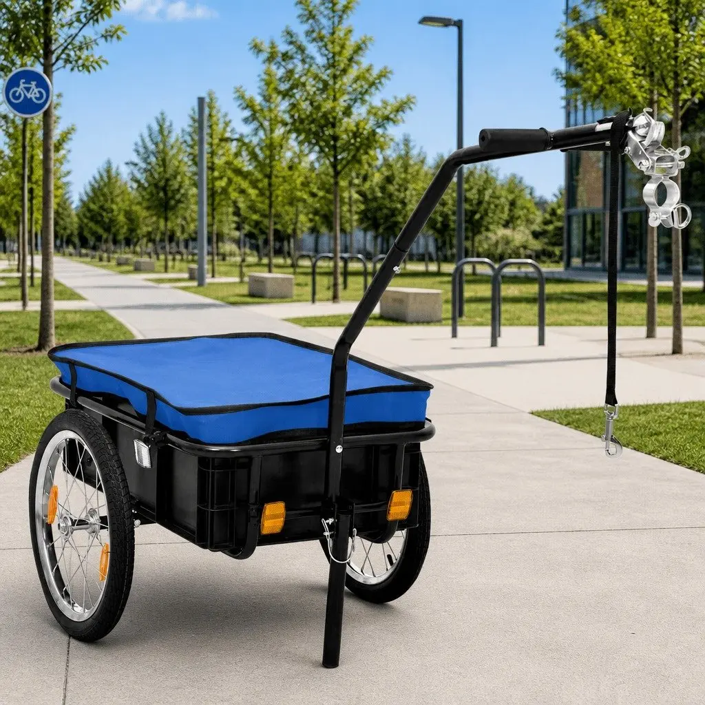 Bike Trailer Hand Wagon 155x60x83cm Steel Frame Cargo Transport Cycling