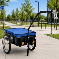 Bike Trailer Hand Wagon 155x60x83cm Steel Frame Cargo Transport Cycling
