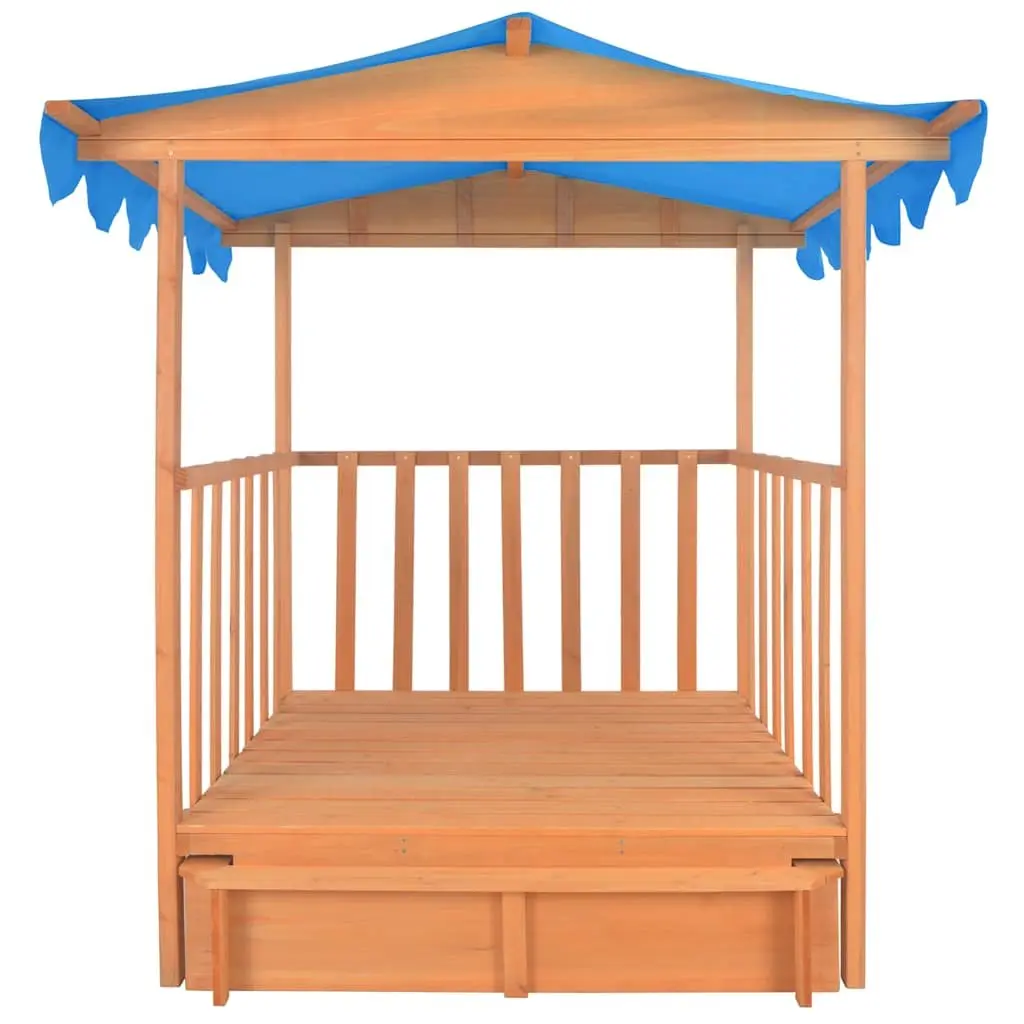 Kids Playhouse with Sandbox Fir Wood Blue UV50 Protection Garden Outdoor Play
