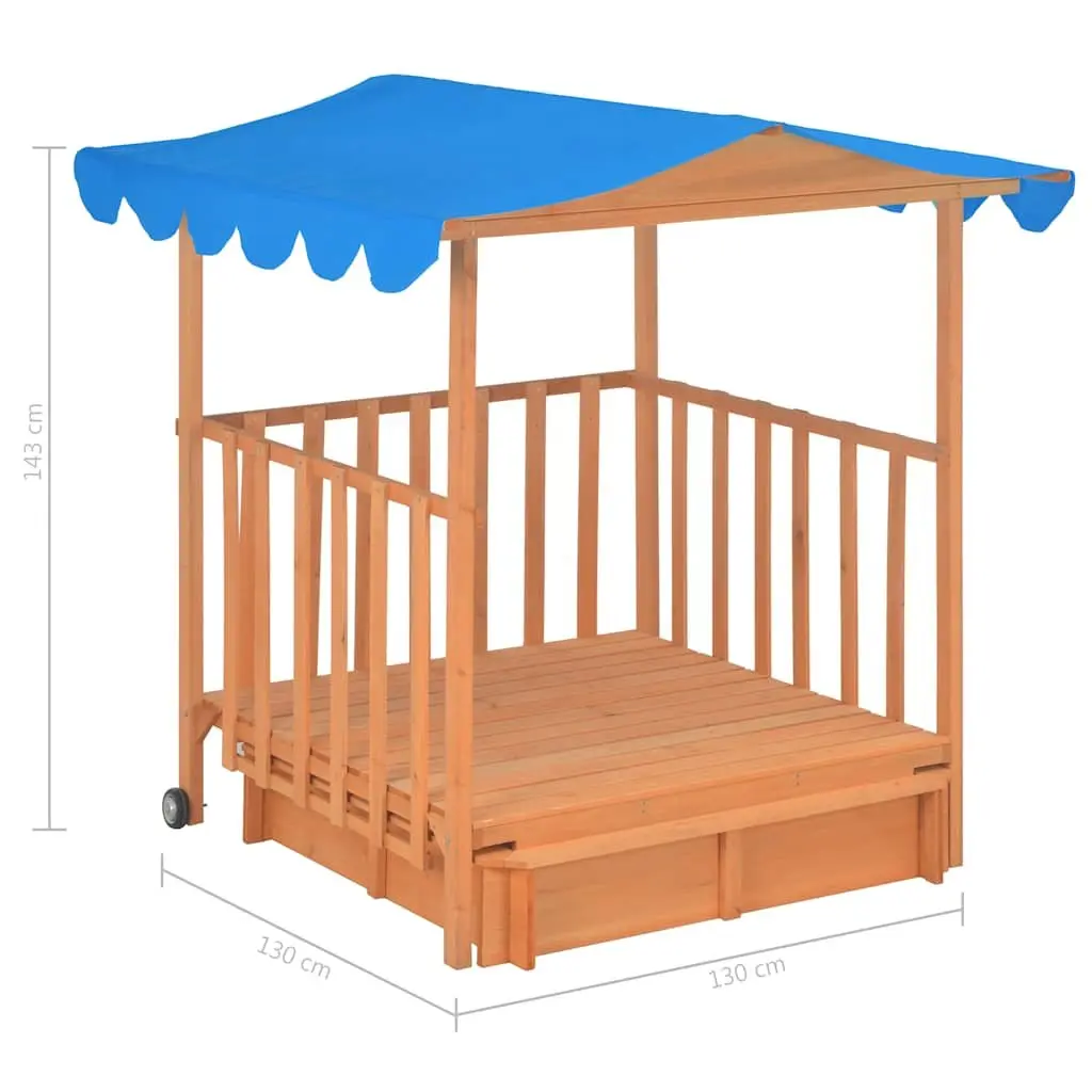 Kids Playhouse with Sandbox Fir Wood Blue UV50 Protection Garden Outdoor Play