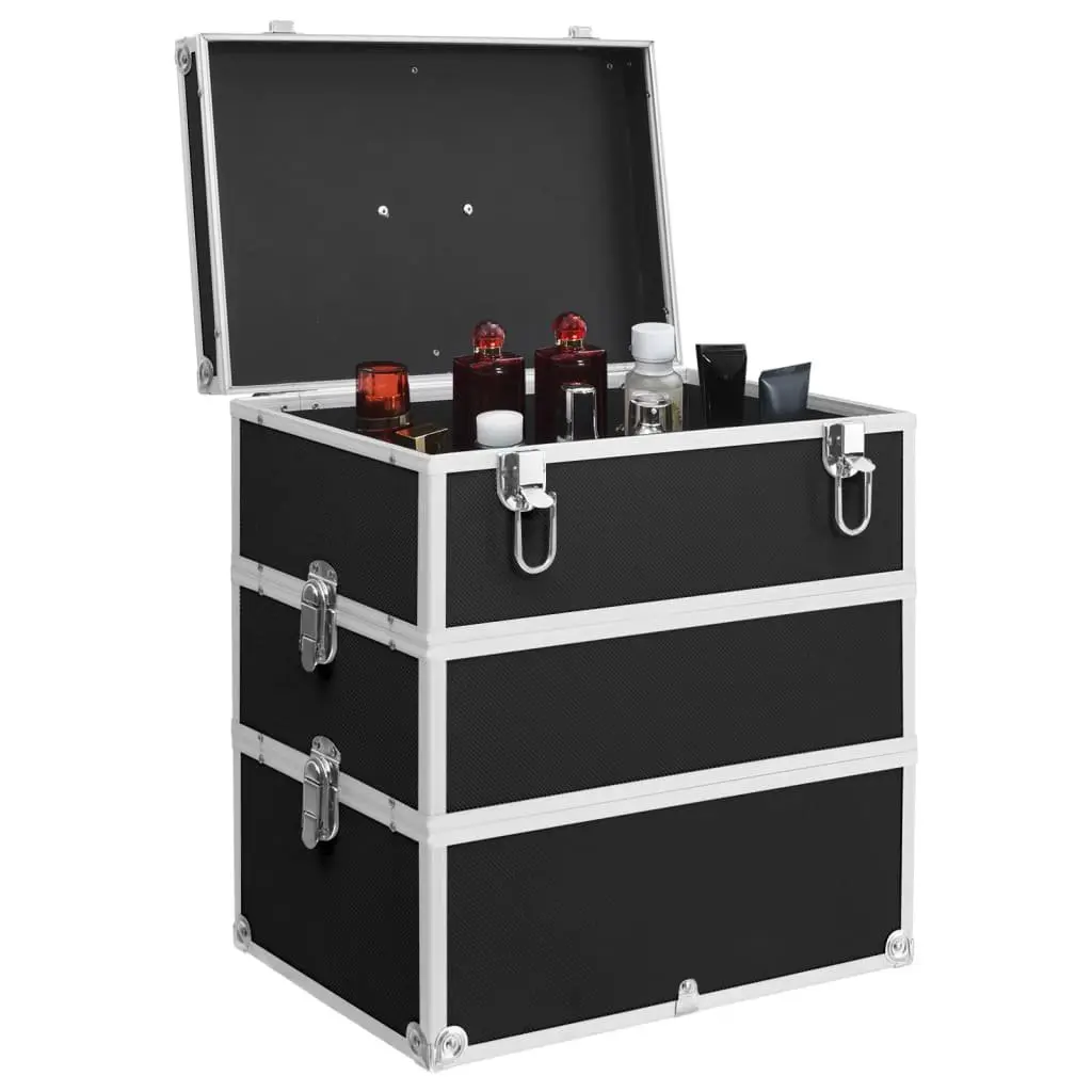 Make-up Case 37x24x40 cm Black Cosmetics Organizer Storage Beauty Vanity Box