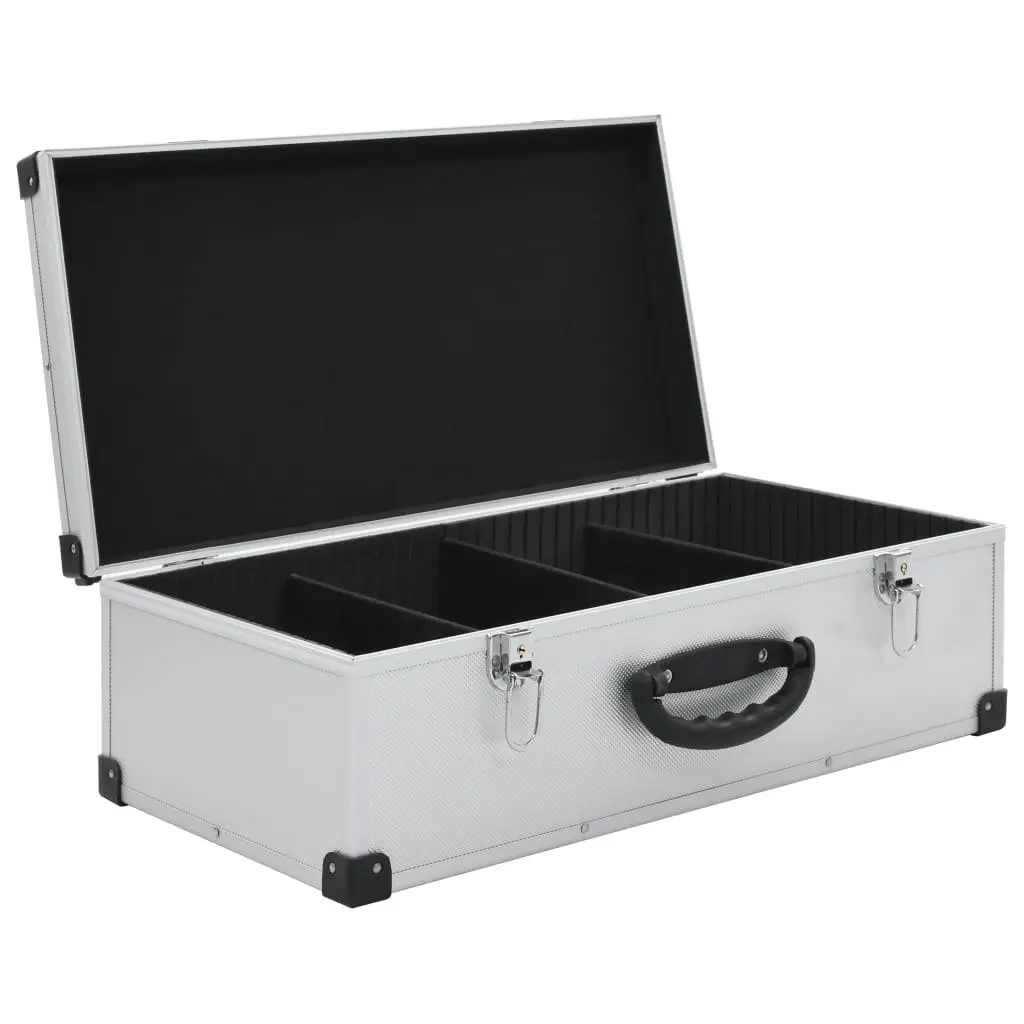 CD Case for 80 CDs Silver Storage Box Organiser Aluminium Trimming ABS