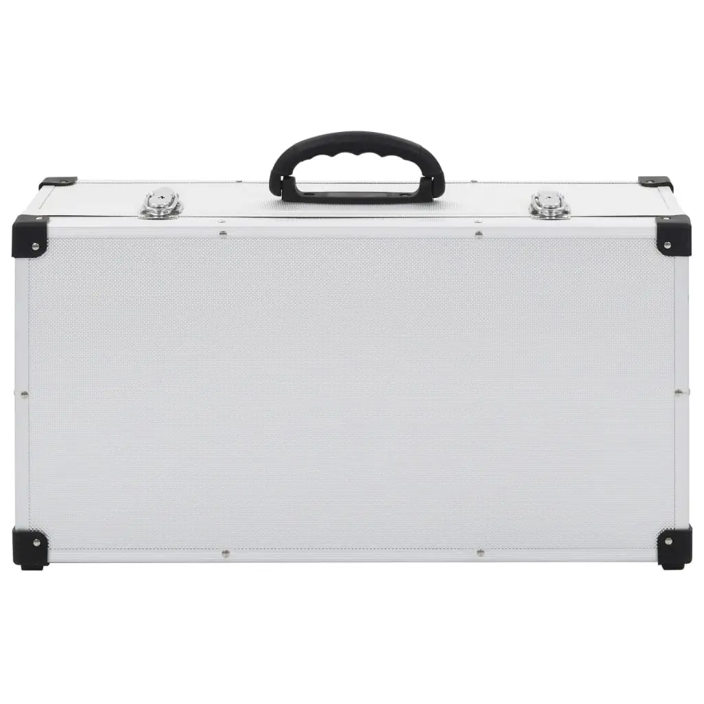 CD Case for 80 CDs Silver Storage Box Organiser Aluminium Trimming ABS