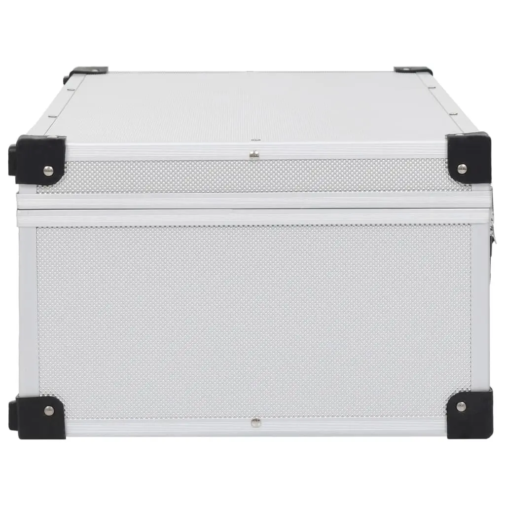 CD Case for 80 CDs Silver Storage Box Organiser Aluminium Trimming ABS