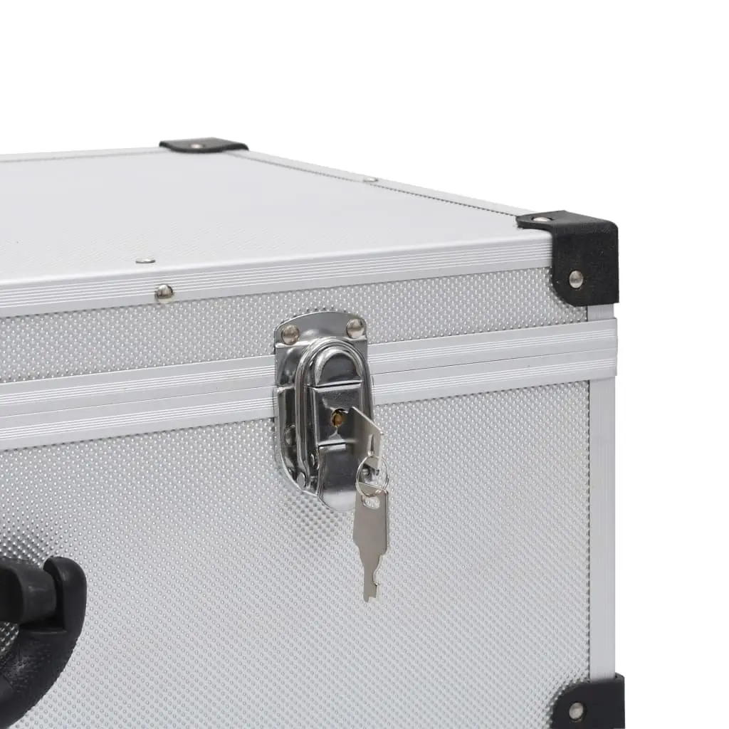 CD Case for 80 CDs Silver Storage Box Organiser Aluminium Trimming ABS