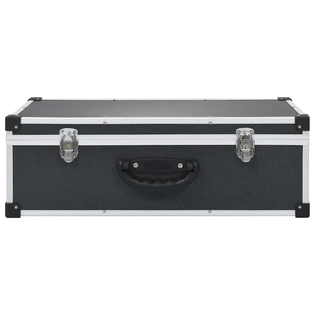 CD Case Organiser for 80 CDs Black Storage Box with Aluminium Trimming Lock