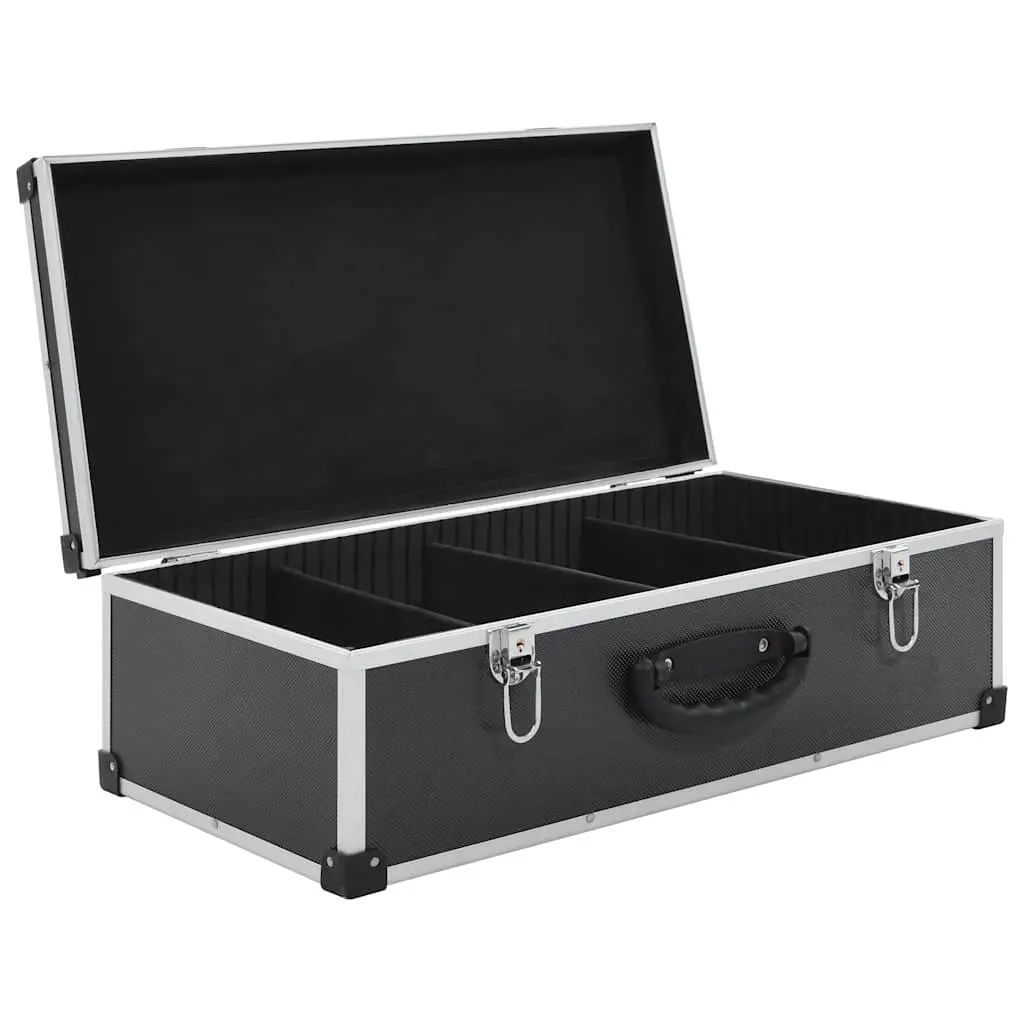 CD Case Organiser for 80 CDs Black Storage Box with Aluminium Trimming Lock