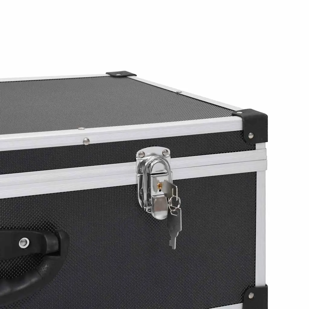 CD Case Organiser for 80 CDs Black Storage Box with Aluminium Trimming Lock