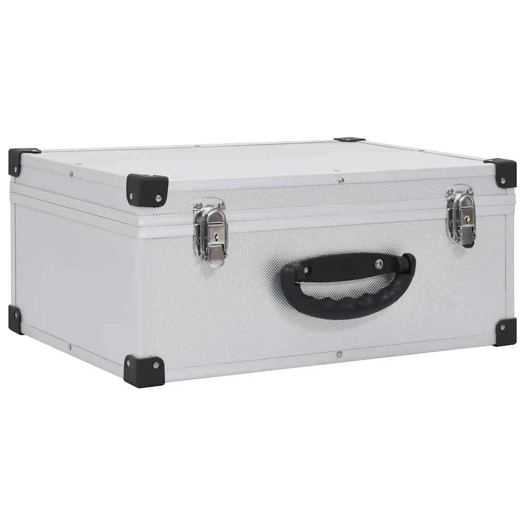 CD Case for 60 CDs Storage Organiser Box Silver Wood with ABS Layer Aluminium Trimming