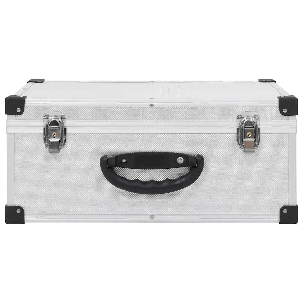 CD Case for 60 CDs Storage Organiser Box Silver Wood with ABS Layer Aluminium Trimming