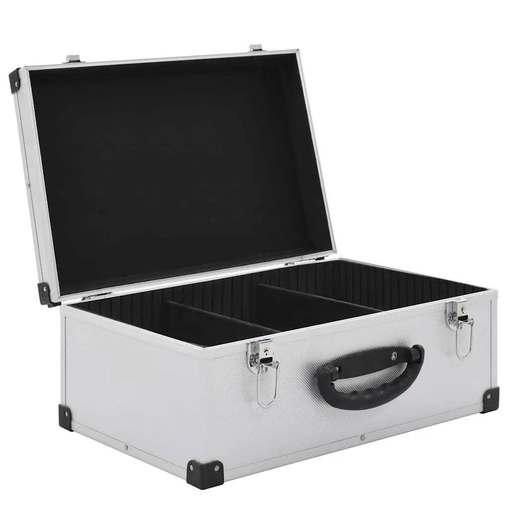 CD Case for 60 CDs Storage Organiser Box Silver Wood with ABS Layer Aluminium Trimming