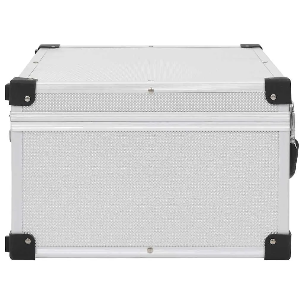 CD Case for 60 CDs Storage Organiser Box Silver Wood with ABS Layer Aluminium Trimming