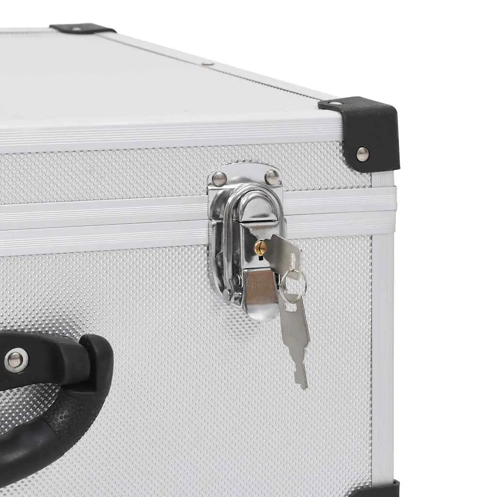 CD Case for 60 CDs Storage Organiser Box Silver Wood with ABS Layer Aluminium Trimming
