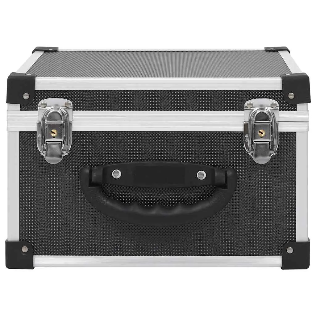 CD Case for 40 CDs Storage Box Organiser Black Aluminium Trimming Lock Keys