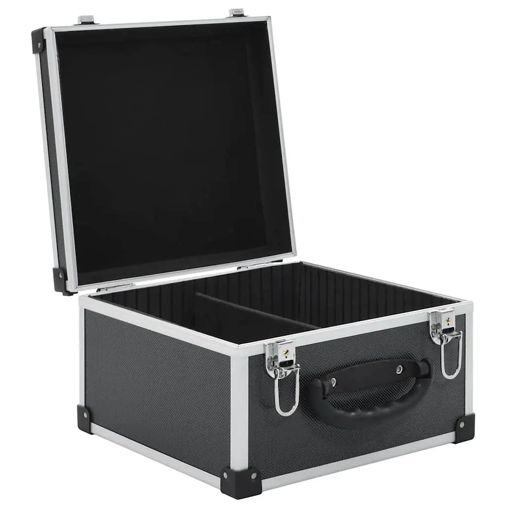 CD Case for 40 CDs Storage Box Organiser Black Aluminium Trimming Lock Keys