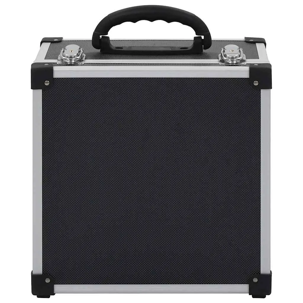 CD Case for 40 CDs Storage Box Organiser Black Aluminium Trimming Lock Keys