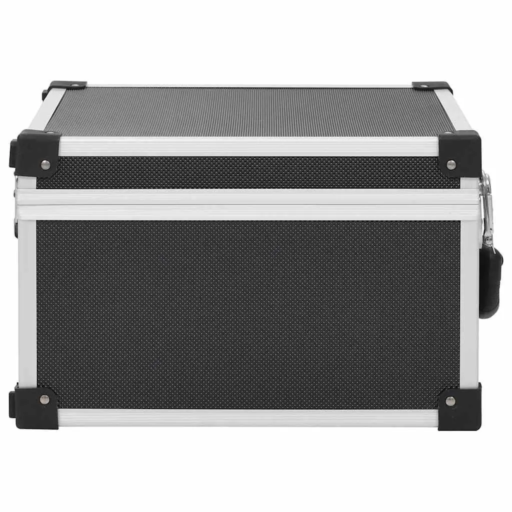 CD Case for 40 CDs Storage Box Organiser Black Aluminium Trimming Lock Keys